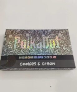 polkadot cookies and cream mushroom belgian chocolate bar